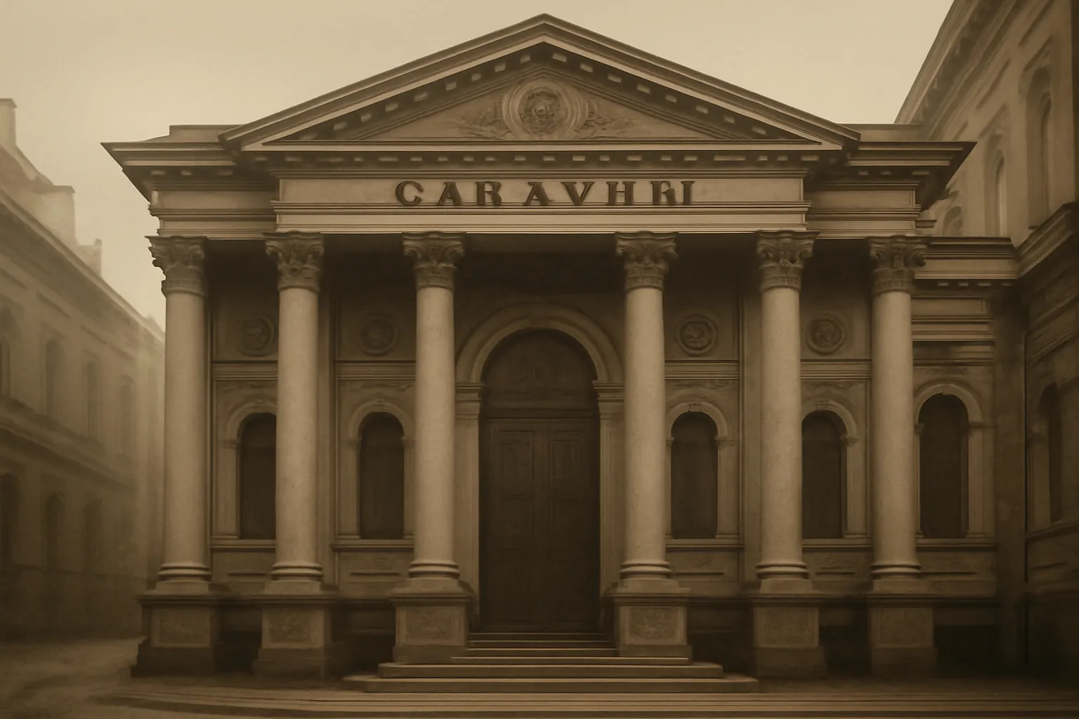 Façade néo-classique des bains publics Sanduny à Moscou au XIXᵉ siècle