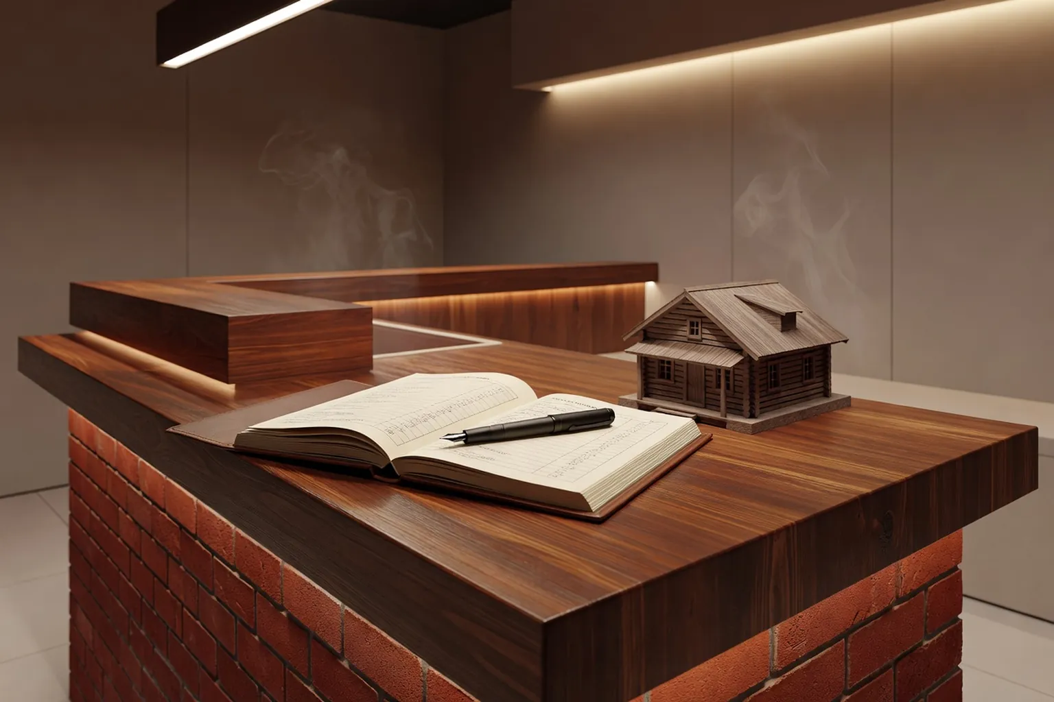 Intérieur luxueux d'un établissement de banya moderne avec zone de repos et bar à thé, ambiance chaleureuse